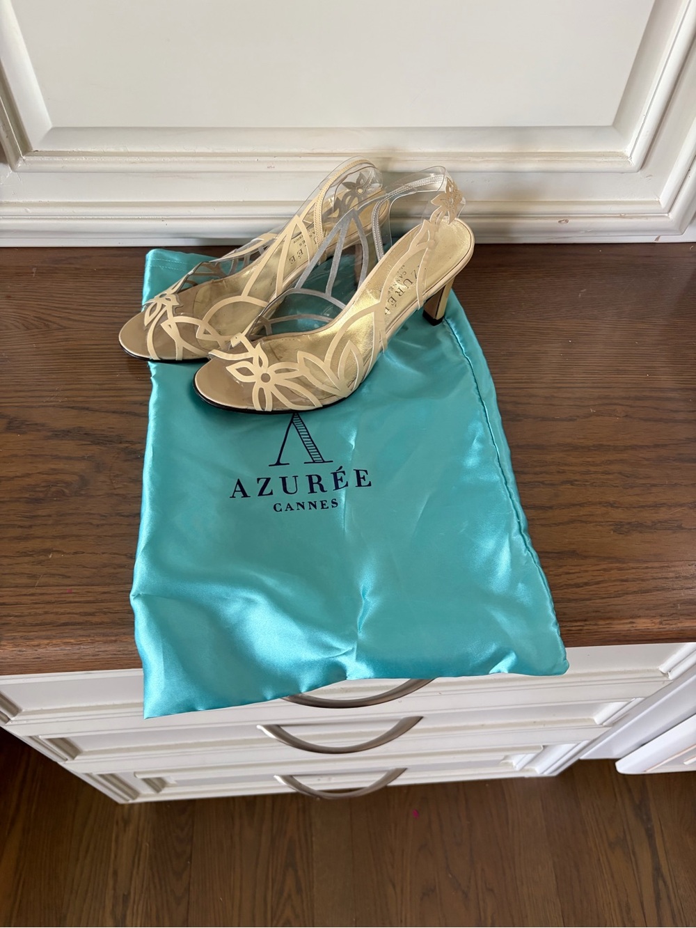Azurée Cannes Cream Slingback Heels